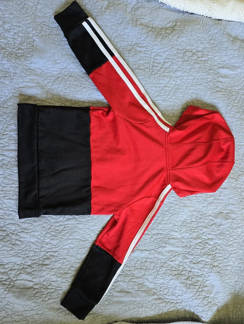 Adidas Red and Black Kids Hooded Tracksuit Set